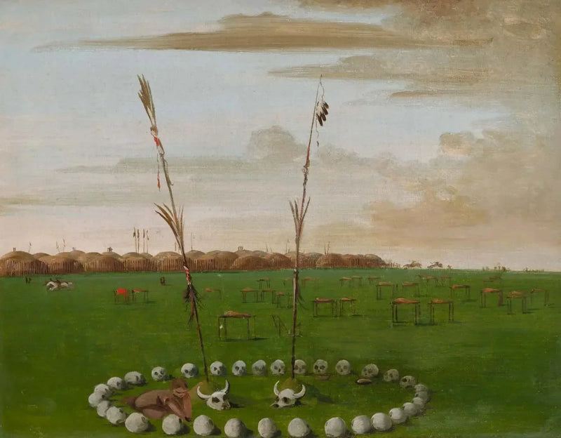Achteraanzicht van het dorp Mandan, met de begraafplaats - George Catlin

Source:
Vue arrière du village de Mandan, montrant le cimetière - George Catlin