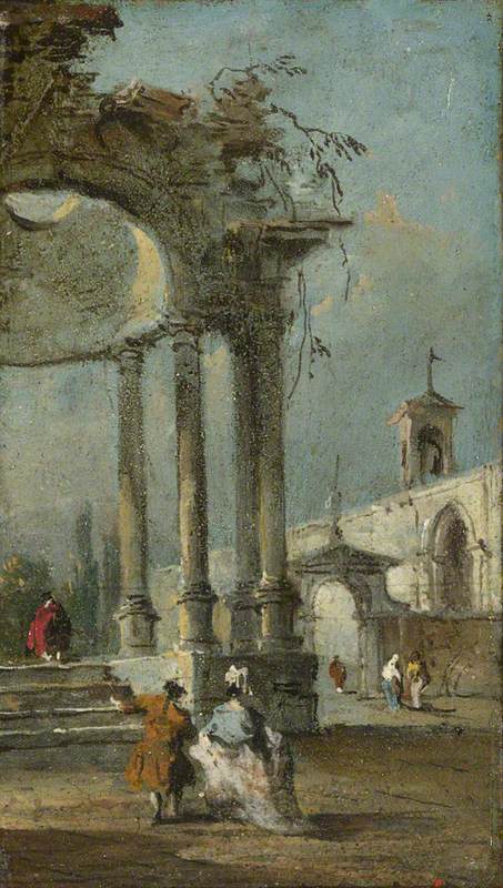 Uitzicht op Caprice met ruïnes - Francesco Guardi