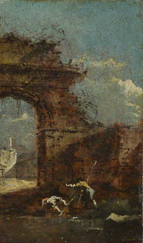 Uitzicht op Caprice met ruïnes - Francesco Guardi