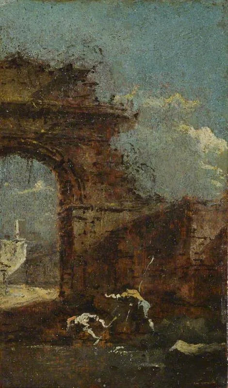 Uitzicht op Caprice met ruïnes - Francesco Guardi