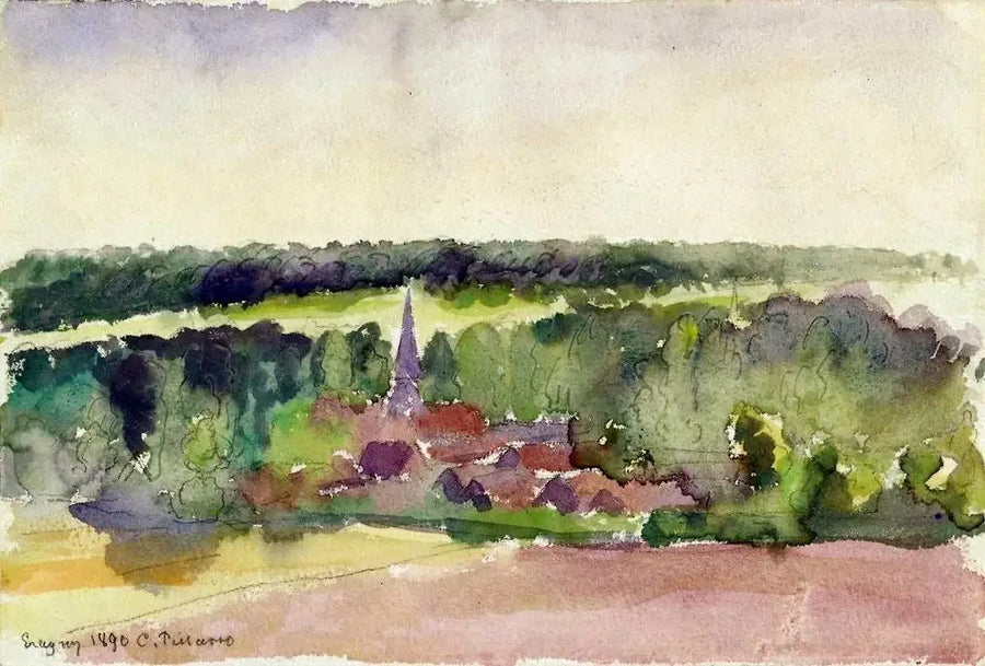 Uitzicht op Éragny - Camille Pissarro
