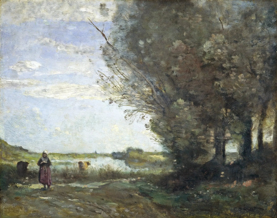 Uitzicht op een rivier - Jean-Baptiste Camille Corot