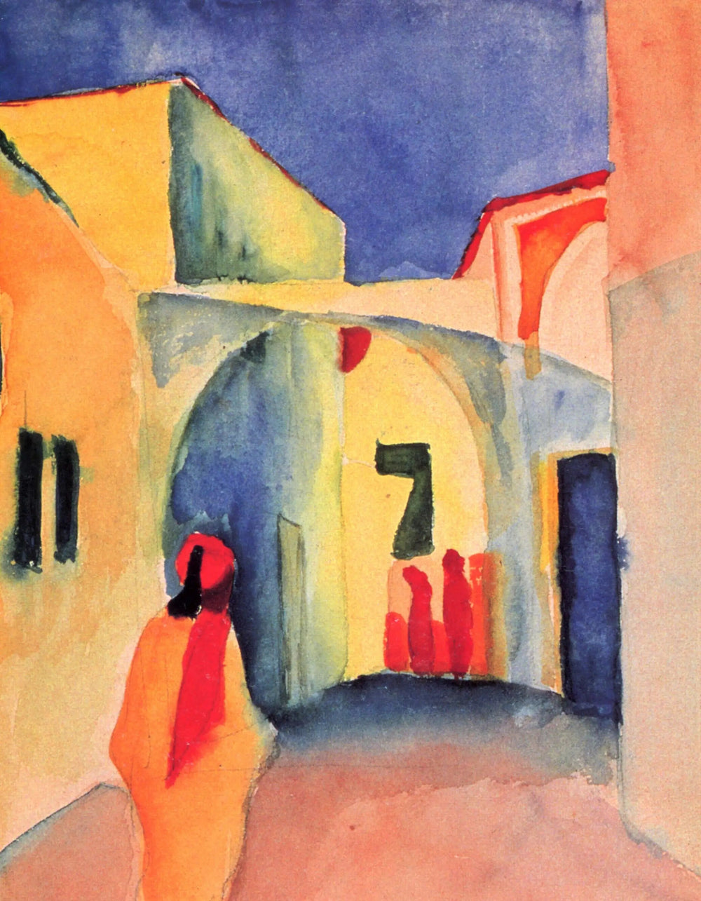 Vue dans une ruelle - August Macke image 1 reproduction de peinture à l’huile