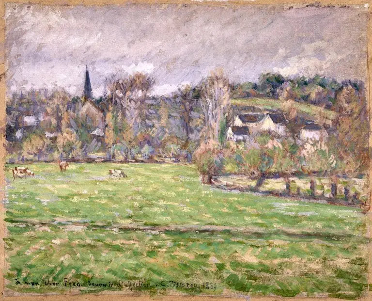 Uitzicht op Bazincourt - Camille Pissarro