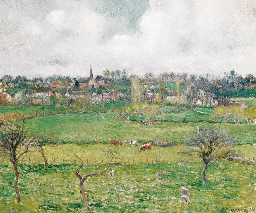 Uitzicht op Bazincourt - Camille Pissarro
