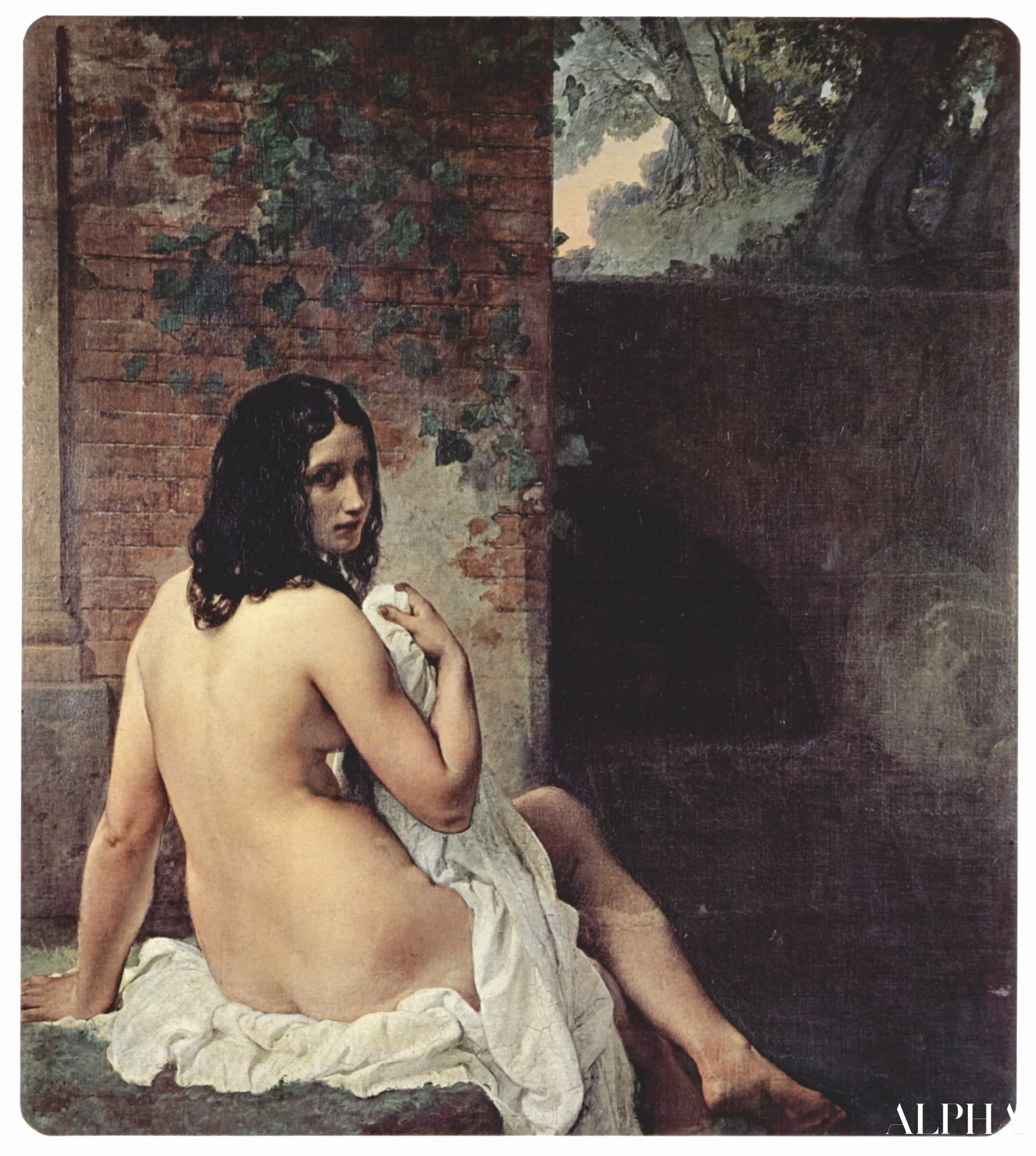 Achteraanzicht van een badende - Francesco Hayez - Reproducties van schilderijen en hoogwaardige schilderijen