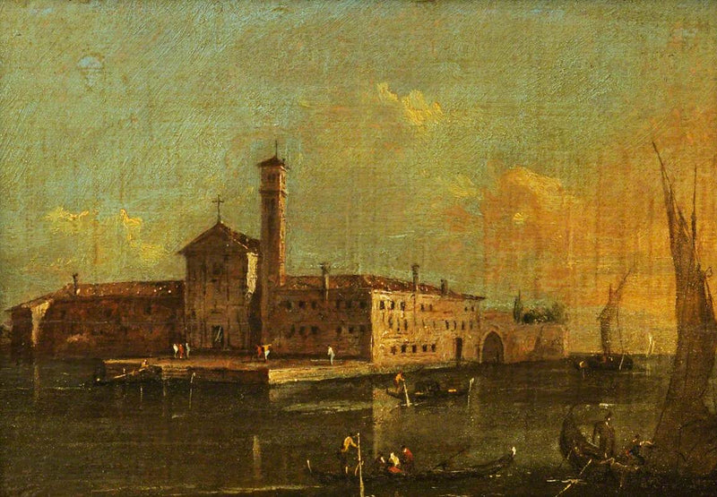 Uitzicht op het eiland San Lazaro, Venetië - Francesco Guardi