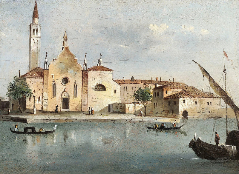 Uitzicht op het eiland Santa Maria delle Grazie - Francesco Guardi