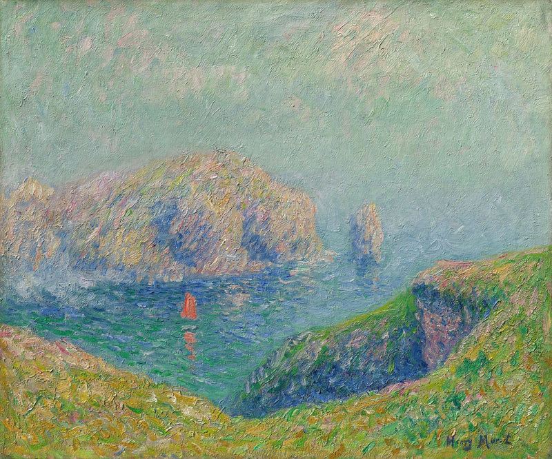 Uitzicht op de baai met een zeilboot - Henry Moret