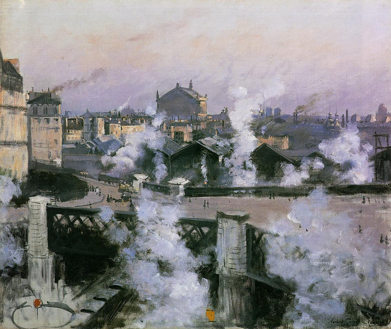 Uitzicht op het station Saint-Lazare, Parijs - Norbert Gœneutte