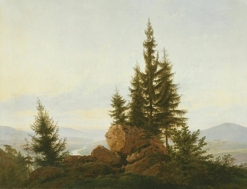Uitzicht op de Elbe-vallei - Caspar David Friedrich