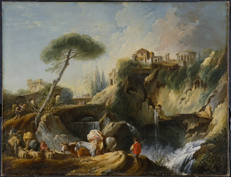 Uitzicht op Tivoli met het tempel van Vesta - François Boucher