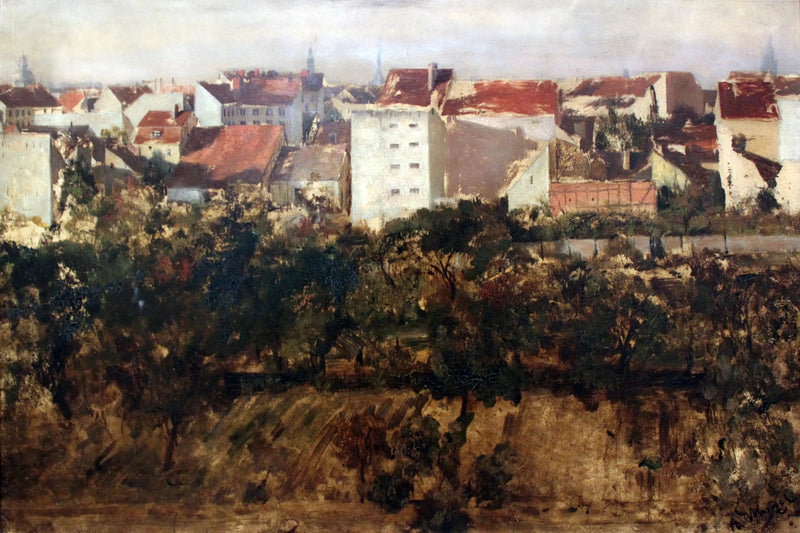 Achteraanzicht van de gebouwen - Adolph von Menzel