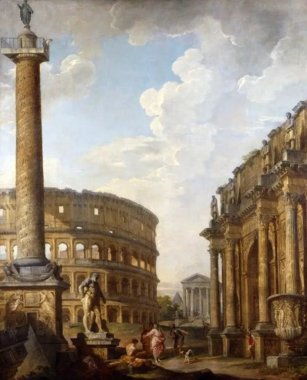 Uitzicht op het Caprice met de Trajanuskolom en de Romeinse ruïnes - Giovanni Paolo Panini

Source:
Vue du Caprice avec la colonne Trajane et les ruines romaines - Giovanni Paolo Panini