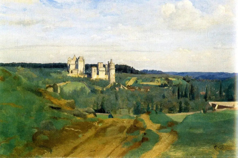 Uitzicht op het kasteel van Pierrefonds - Jean-Baptiste Camille Corot