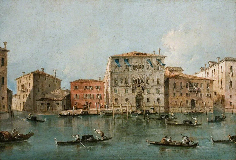 Uitzicht op het Palazzo Loredan dell'Ambasciatore op het Grootkanaal, Venetië - Francesco Guardi