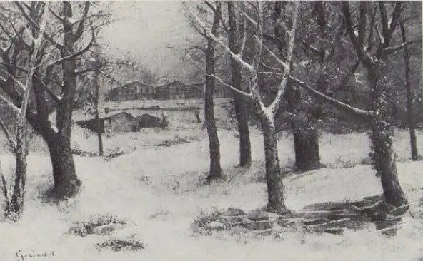 Uitzicht op het Crêtes-park onder de sneeuw - Gustave Courbet
