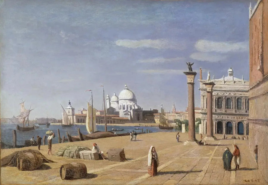 Uitzicht op de kade van de Schiavoni - Jean-Baptiste Camille Corot
