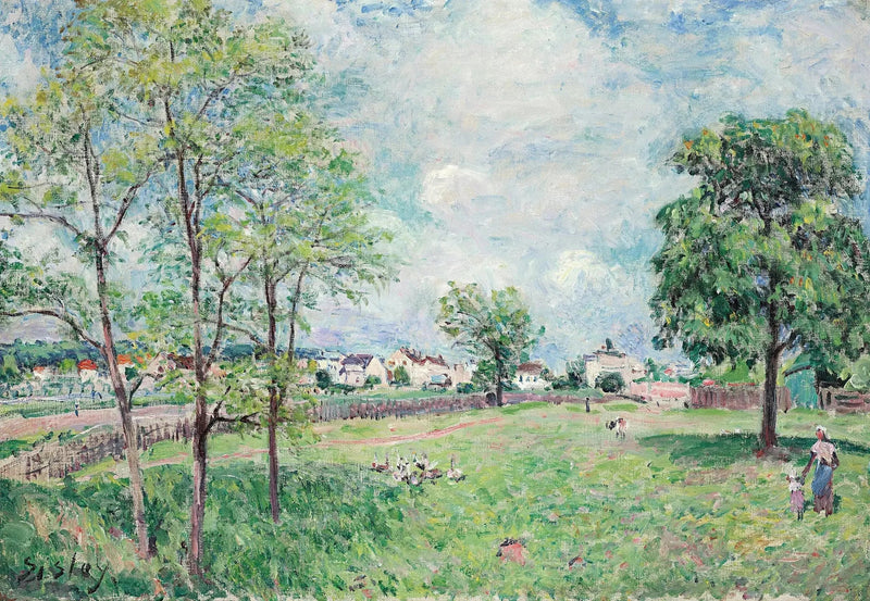 Uitzicht op het dorp - Alfred Sisley