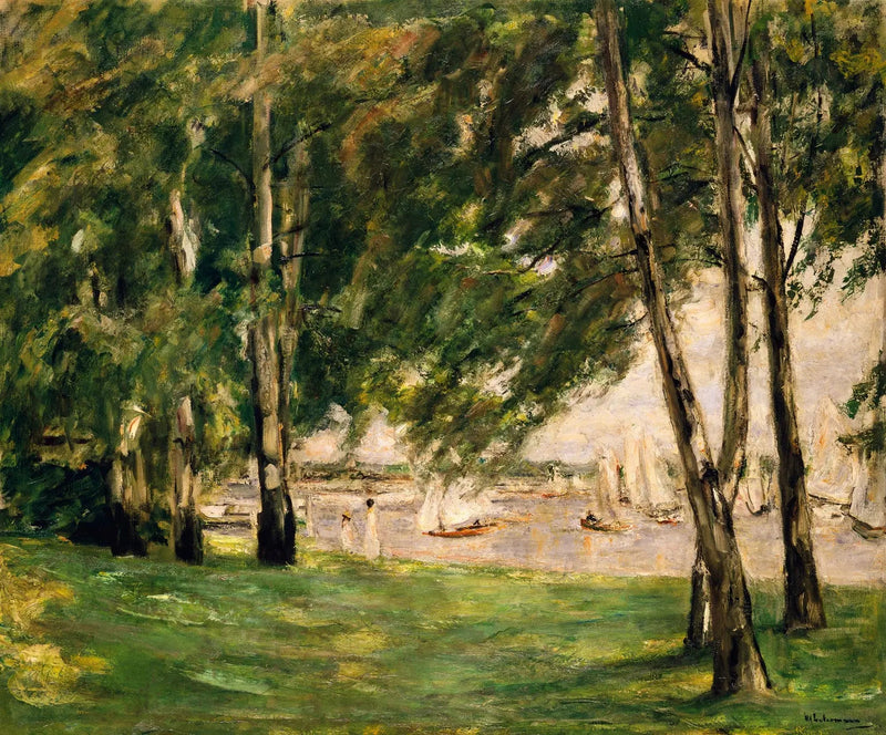Uitzicht op de Wannsee met zeilboten - Max Liebermann