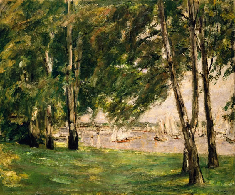 Uitzicht op de Wannsee met zeilboten - Max Liebermann