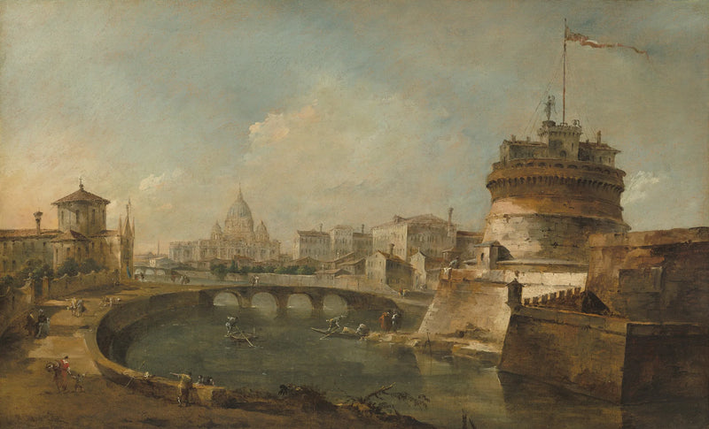 Speelse weergave van het Kasteel Saint-Ange, Rome - Francesco Guardi