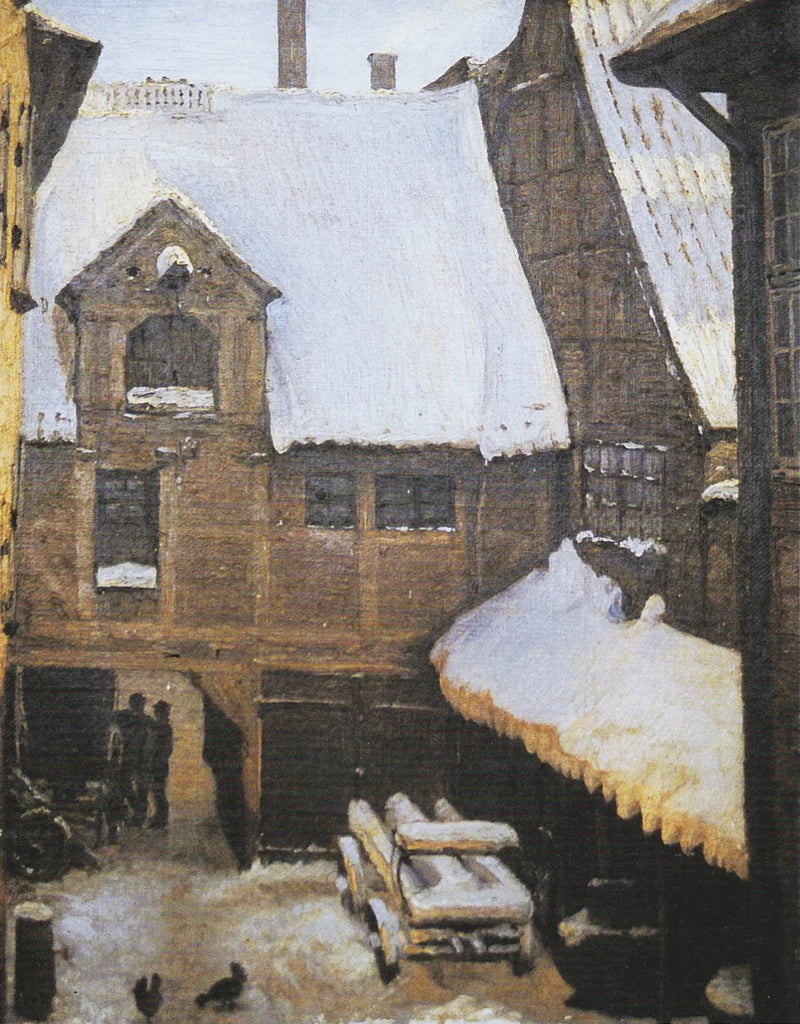 Winterzicht bij het huis van Mikkel Vibe (ook bekend als het huis van Sigvert Grubbe) aan Strandgade in Christianshavn, Kopenhagen. - Peder Severin Krøyer
