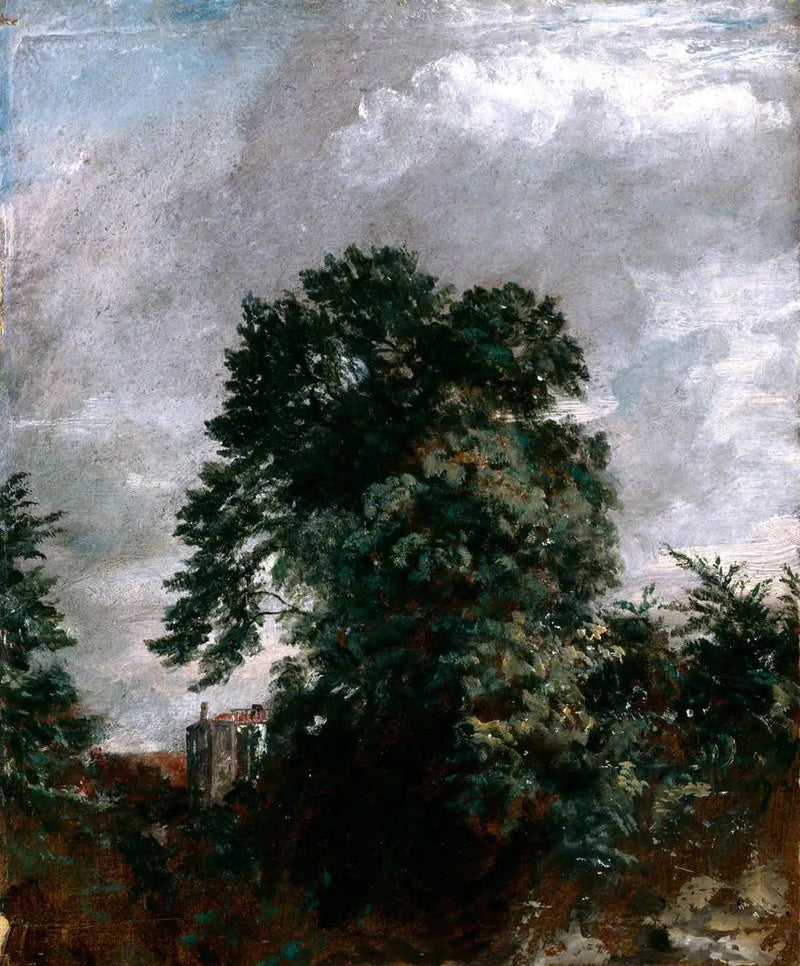Verafgelegen uitzicht op het bosje, Hampstead - John Constable
