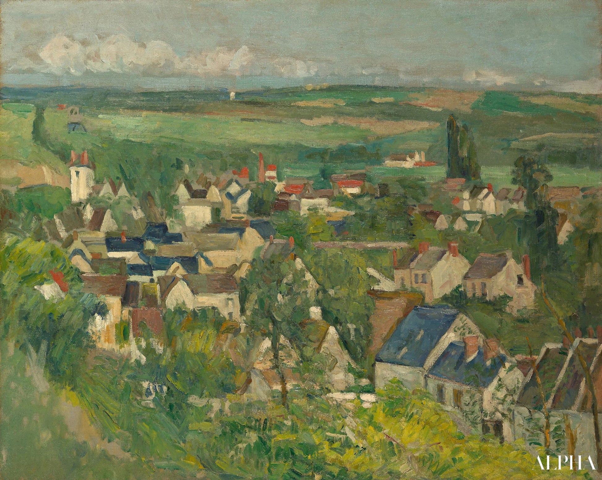 Panoramisch uitzicht op Auvers-sur-Oise - Paul Cézanne - Reproducties van schilderijen en hoogwaardige schilderijen