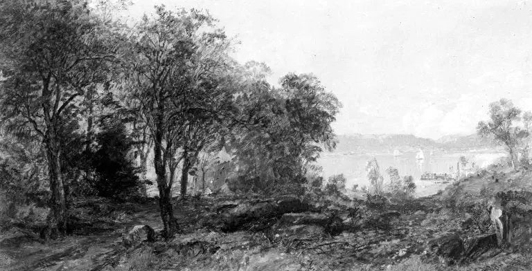 Uitzicht op de Hudson - Jasper Francis Cropsey