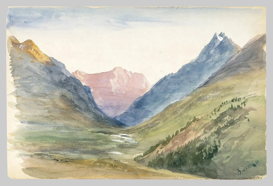 Uitzicht op de berg in Bormio (schetsboek van Zwitserland 1869) - John Singer Sargent