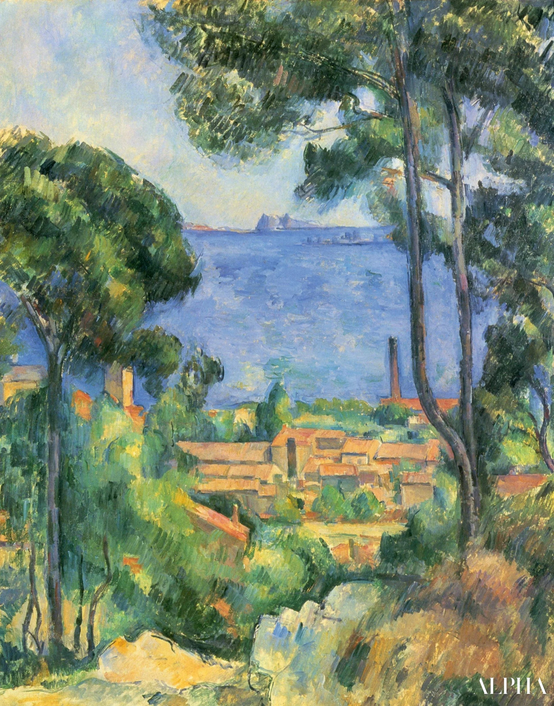 Uitzicht op l'Estaque en de Château d'If (De zee bij l'Estaque) - Paul Cézanne - Reproducties van schilderijen en hoogwaardige schilderijen