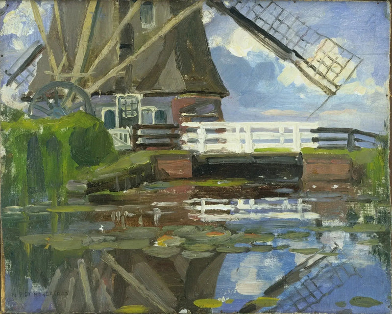 Ingekorte weergave van de Broekzijder molen op de westwaarts gerichte Gein vleugels - Piet Mondrian