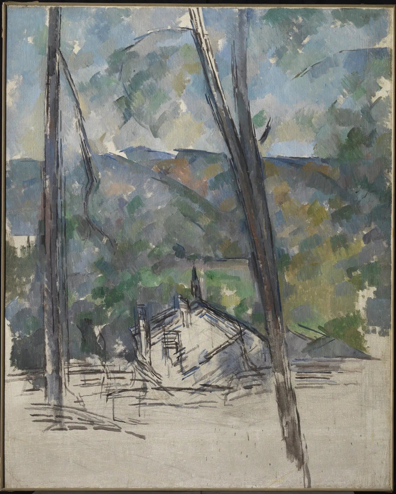 Uitzicht op de weg naar Tholonet nabij het Zwarte Kasteel - Paul Cézanne