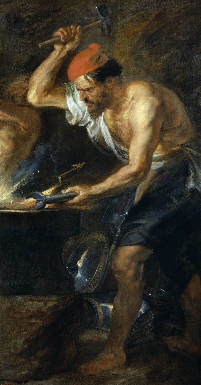 Vulcain smeedt de bliksem van Jupiter - Peter Paul Rubens