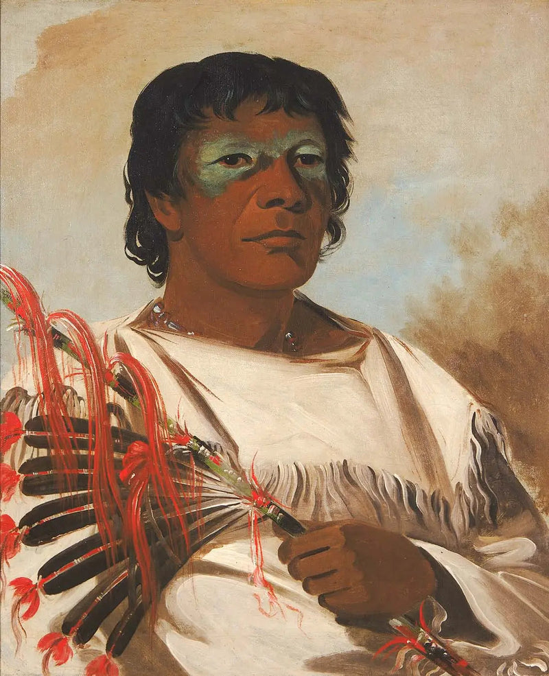 Wah-pe-kée-suck, Wit Wolk, (bekend als de Profeet), adviseur van Black Hawk - George Catlin

Source:
Wah-pe-kée-suck, Nuage Blanc (appelé le Prophète), conseiller de Black Hawk - George Catlin