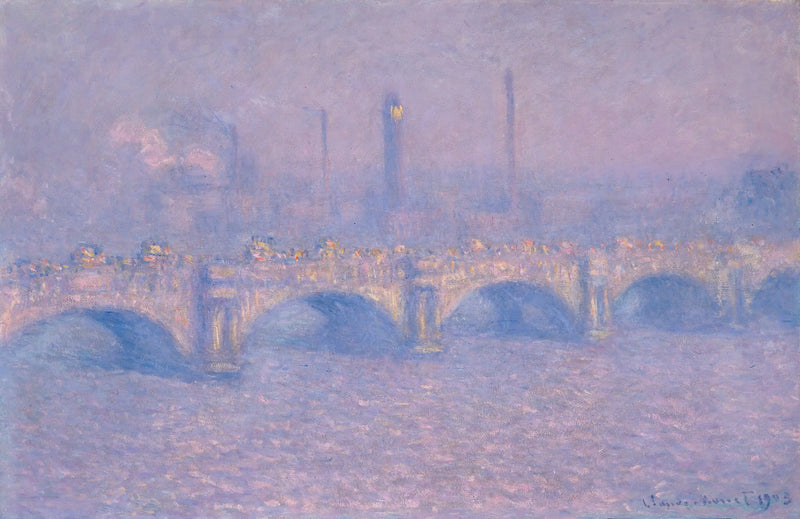 Waterloo Bridge, verhulde zon. - Claude Monet