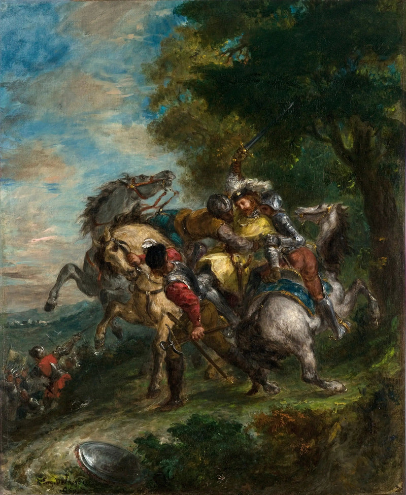 Weislingen gevangen door de mannen van Götz - Eugène Delacroix