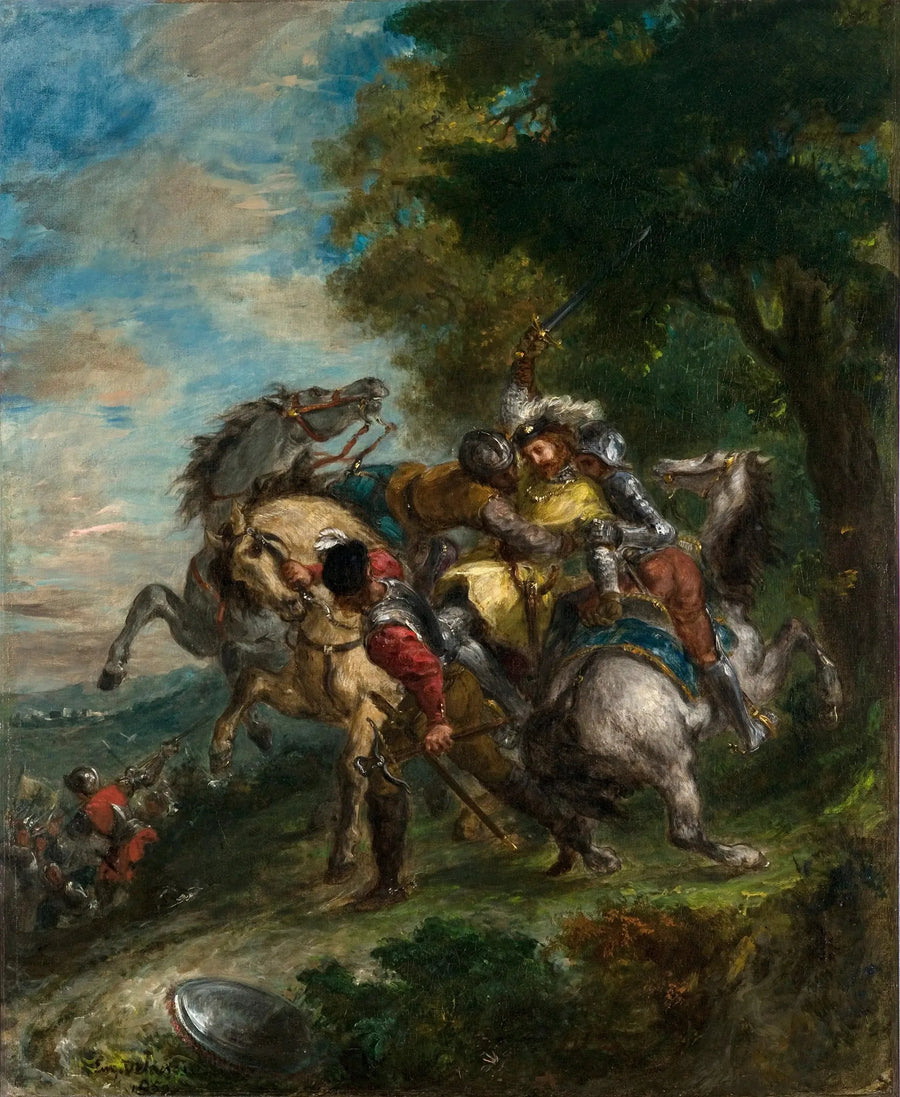 Weislingen gevangen door de mannen van Götz - Eugène Delacroix