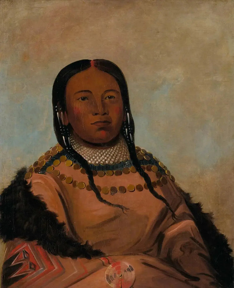 Wi-lóoh-tah-eeh-tcháh-ta-máh-nee, rood voorwerp dat raakt tijdens het lopen, dochter van de zwarte rots - George Catlin

Source:
Wi-lóoh-tah-eeh-tcháh-ta-máh-nee, Chose rouge qui touche en marchant, Fille du Rocher noir - George Catlin