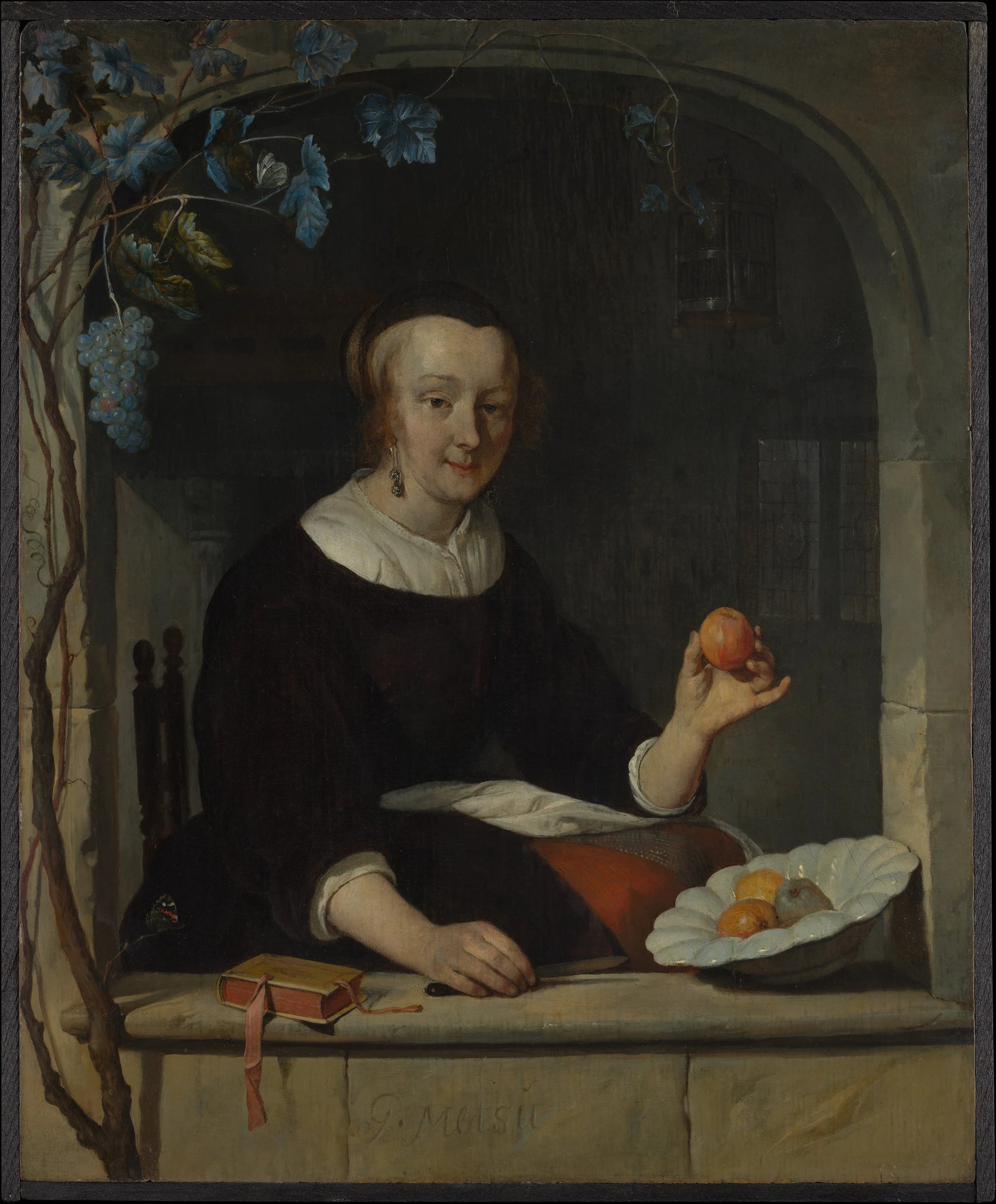 A Woman Seated at a Window - Gabriël Metsu
