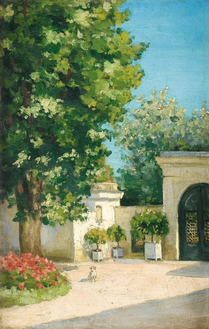 Yerrès. Van de exedra, de porch van de familie woning - Gustave Caillebotte
