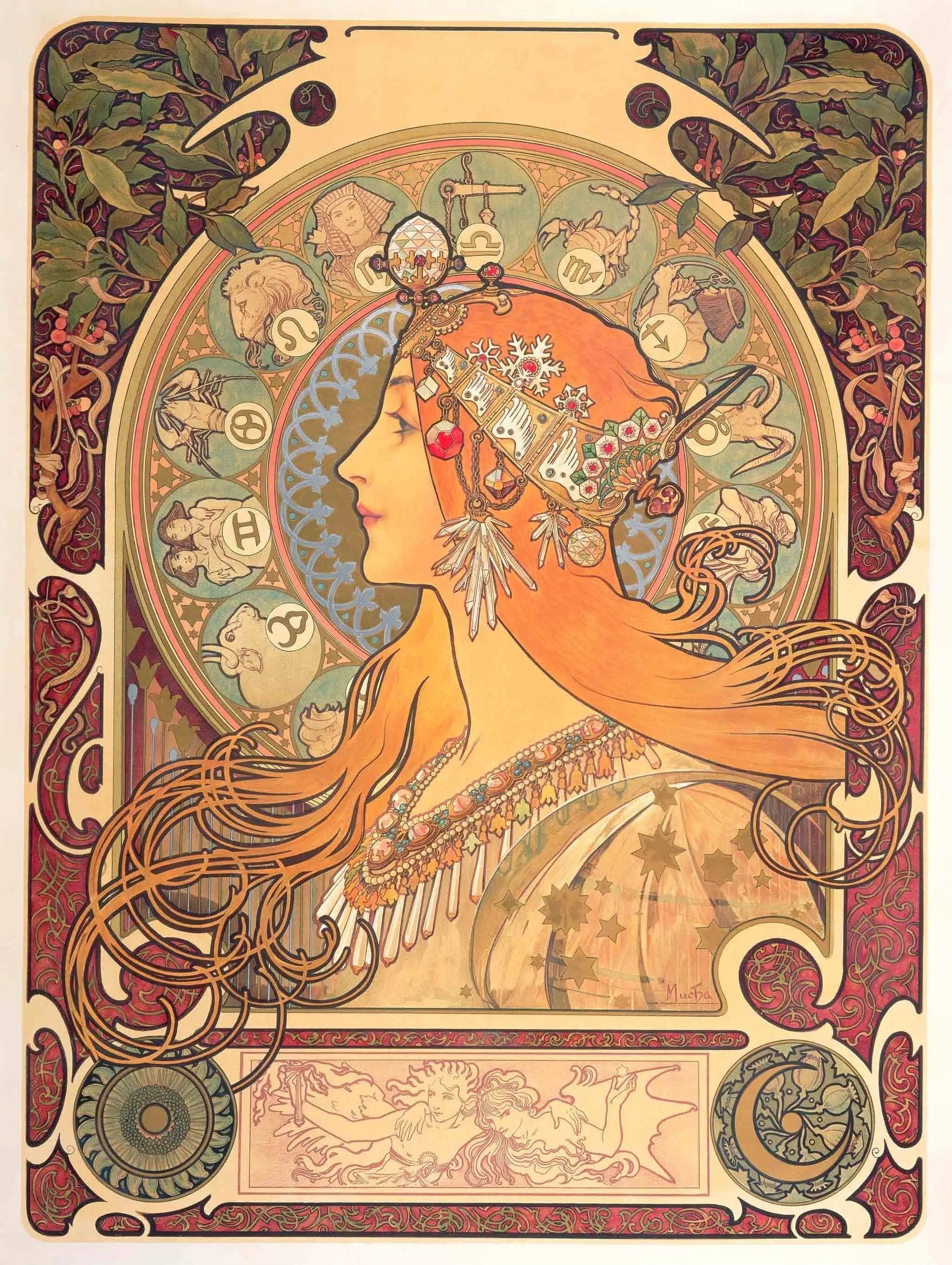 Zodiaque - Alphonse Mucha image 1 tableau peint à l’huile sur toile
